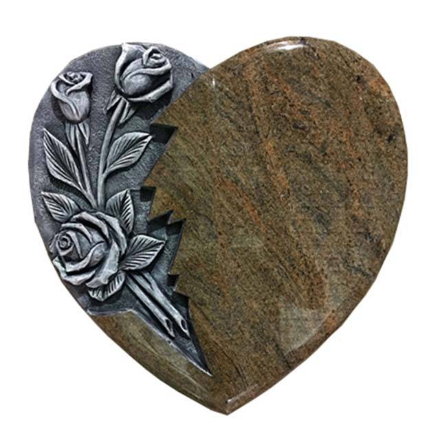 3D Carved Rose Heart Granite