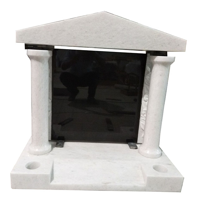 Personalized Pale White Marble Temple Design Memorial Monument 