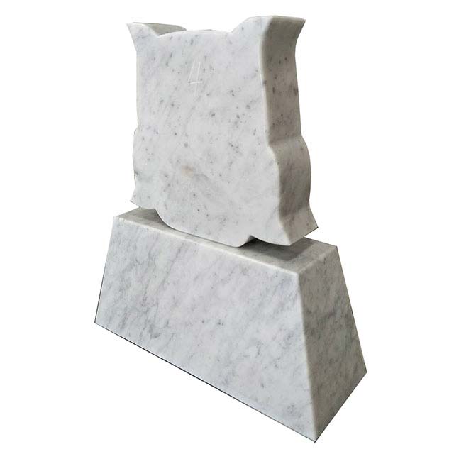 Bianco Carrara White Marble Gravestone with Animal Owl Shape