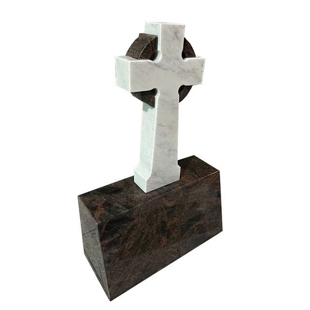 Individually Double Colors Marble And Granite Celtic Cross Monument