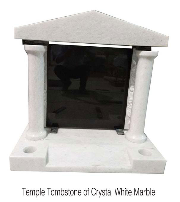 China Crystal White Marble Temple Design Headstone