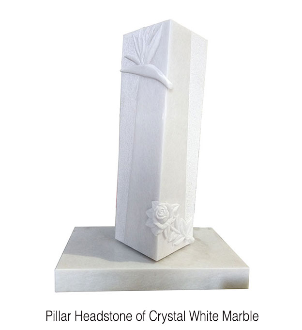 China Crystal White Marble Pillar Shape Headstone