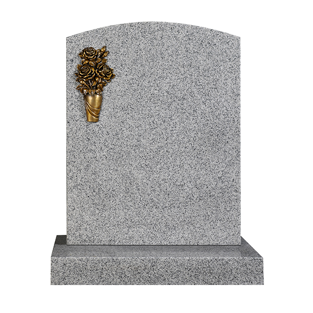 Natural Granite Headstone with Brass Decorations