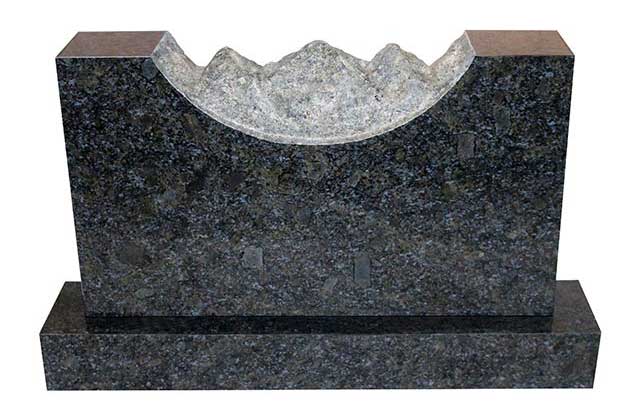 Butterfly Blue Granite Funeral Monument with Mountain Carving