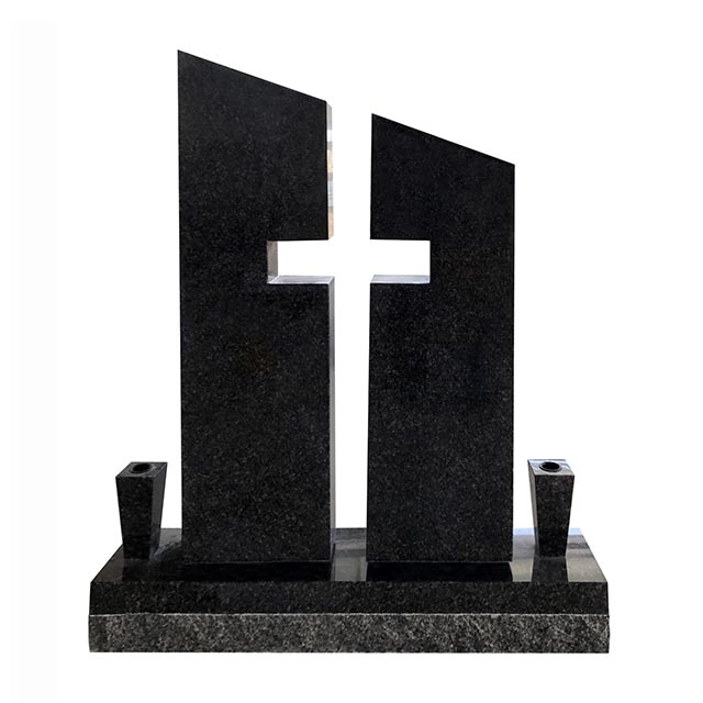 American Style Hollow-out Cross Shape Black Granite Memorial