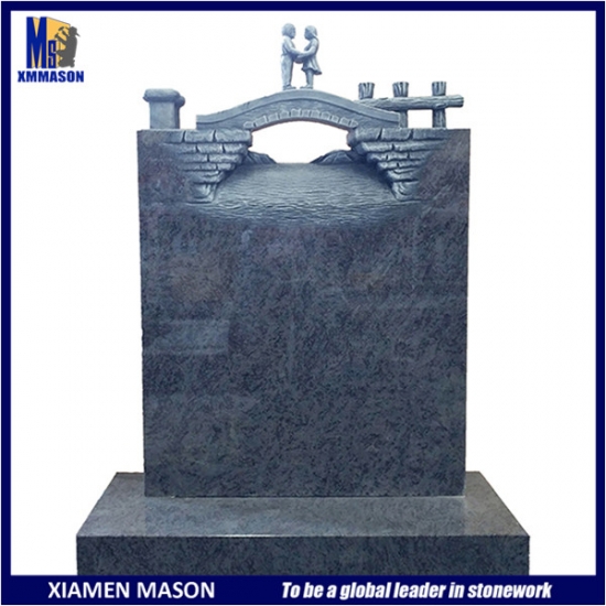 Bahamablauer Granit Grabstein für zwei Personen