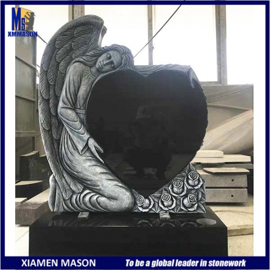 Fabrikverkauf schwarzes Granitdenkmal mit Engel