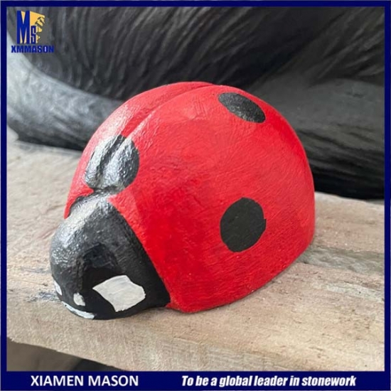 Artificial Painted Stone Made Ladybug