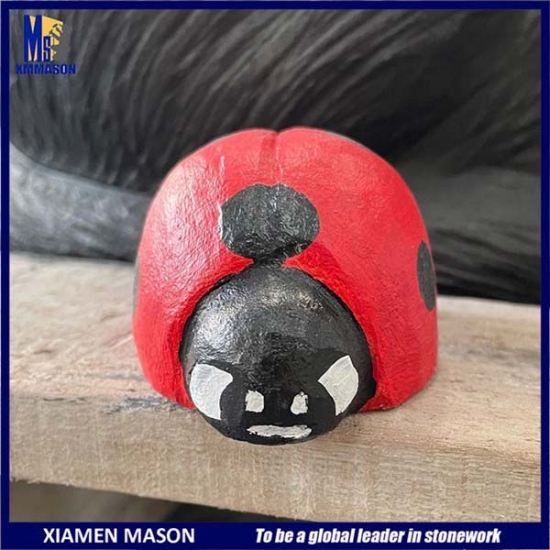 Artificial Painted Stone Made Ladybug