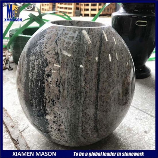 Round Shape Granite Grave Vase